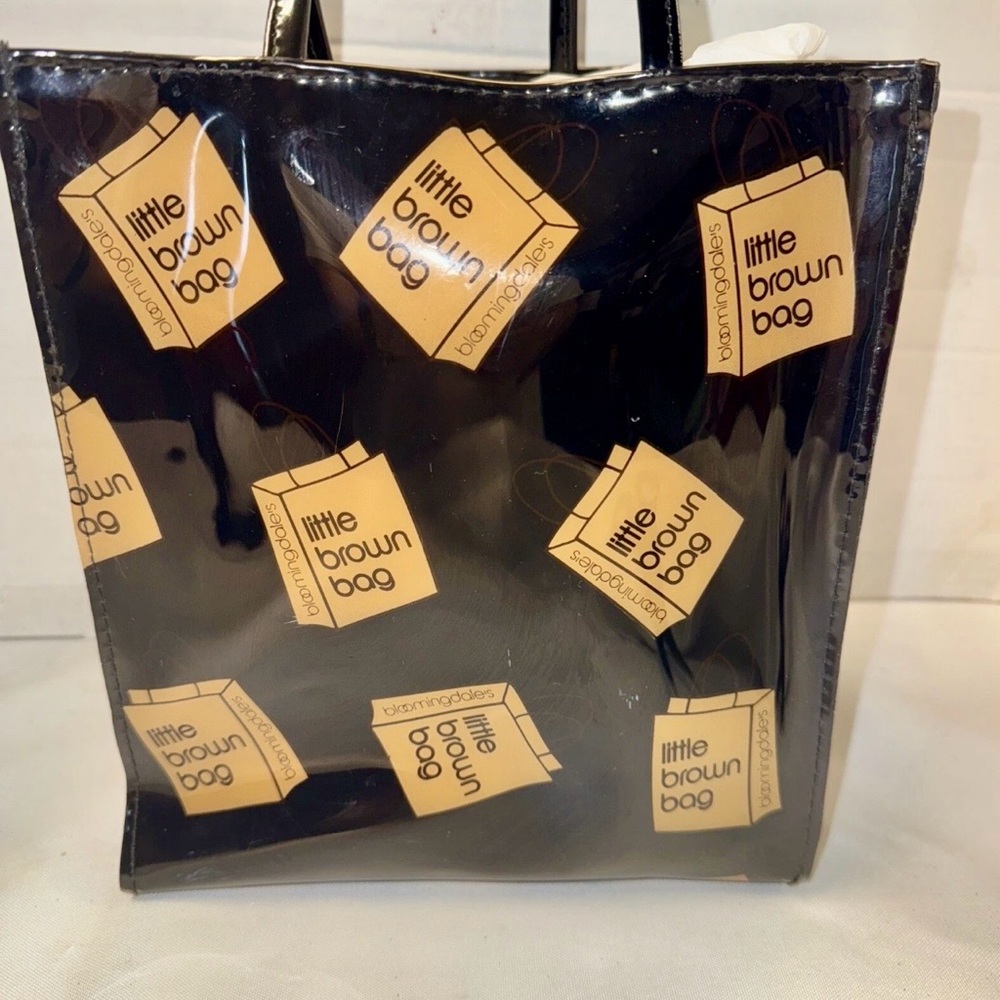 Bloomingdale's Little Brown Bag, Black Patent Tote